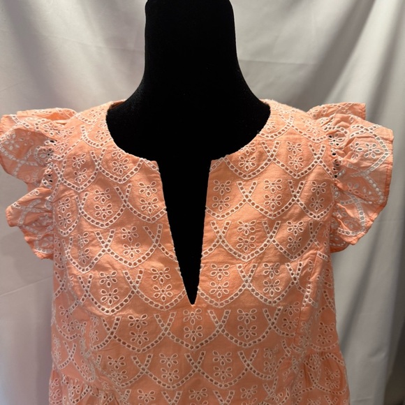 Lilly Pulitzer Keila Embroidered Eyelet Top in Peach Hyacinth Floral Size 8 - Picture 3 of 6